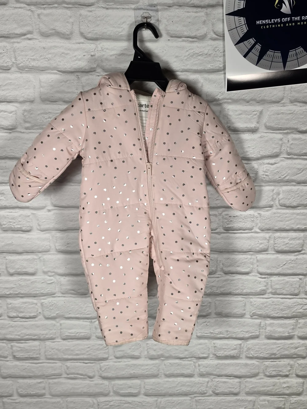 Carter's Light Pink Metallic Dot Puffer One-Piece Bunting